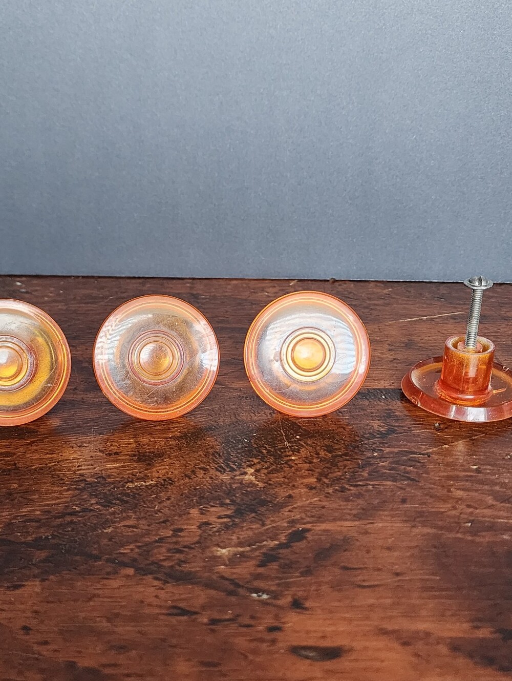 Set of 4 Antique Vintage Drawer Pulls Knobs Handles Art Deco 2" Circle w/ Screws